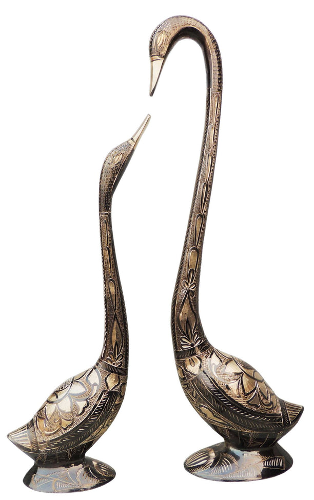 Brass Swan Saras Black Statue