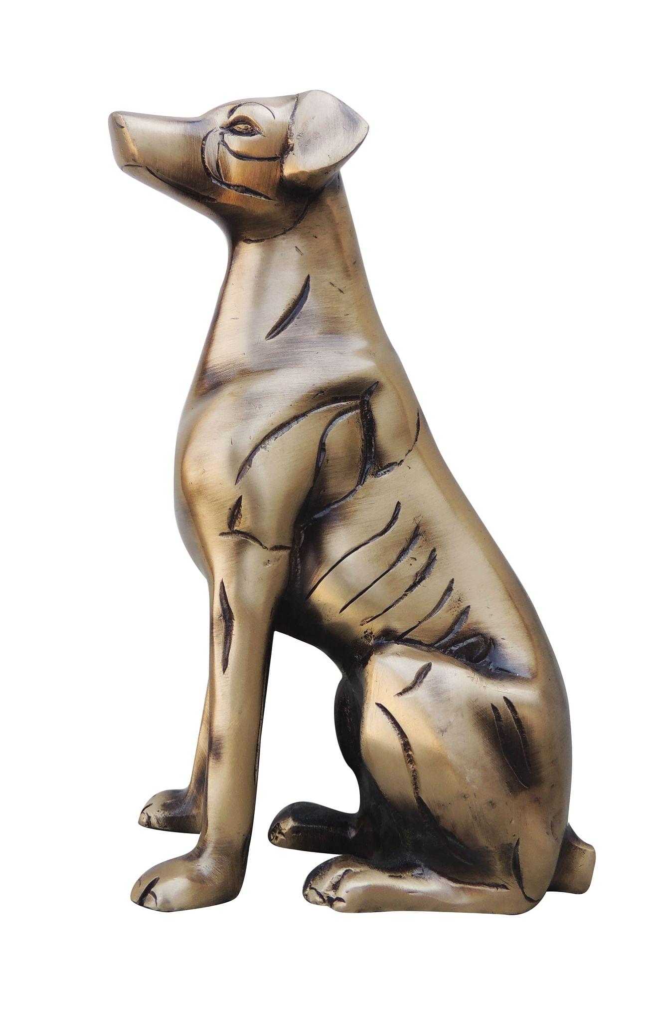 Brass Sitting Dog Statue