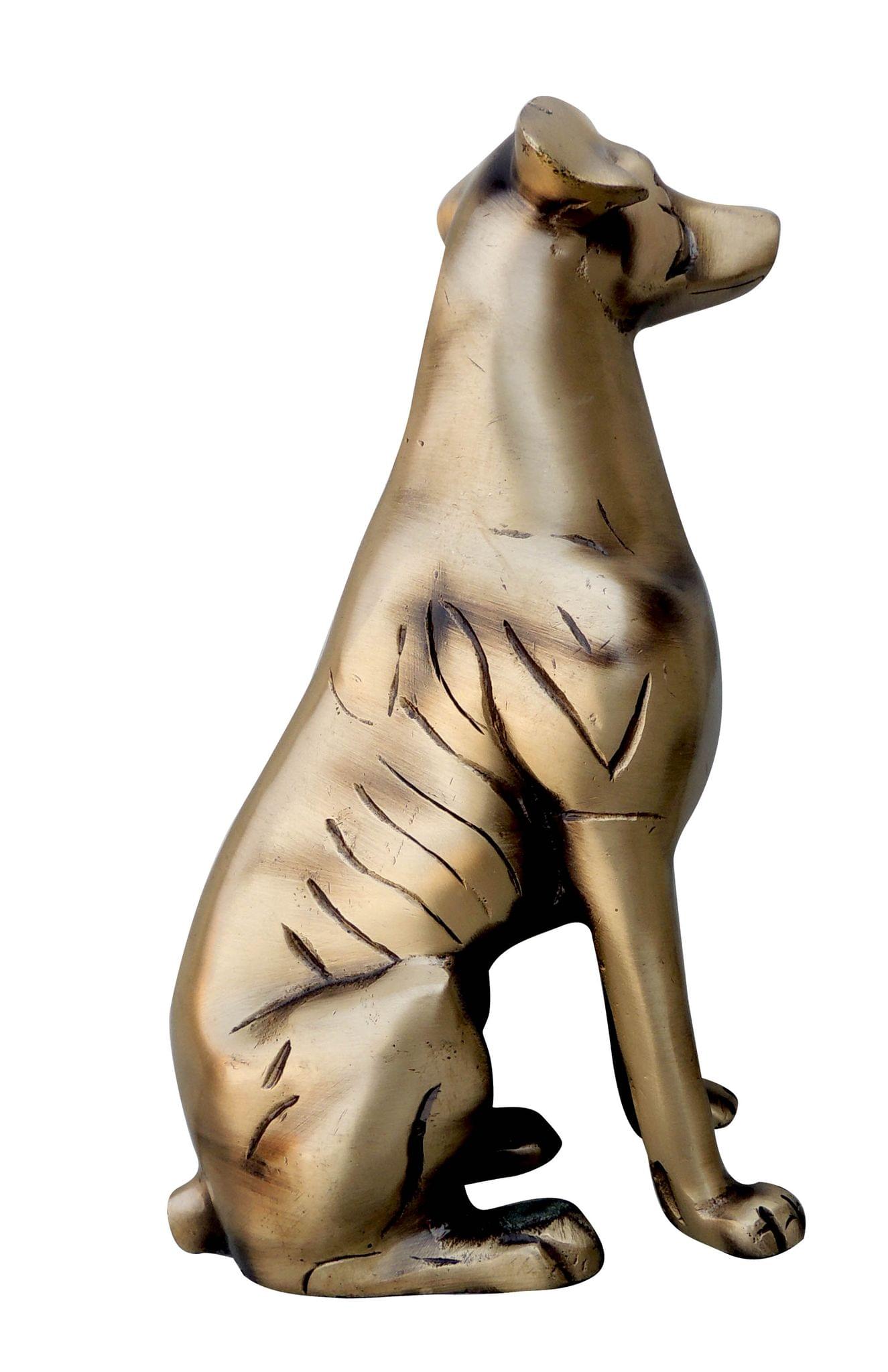 Brass Sitting Dog Statue