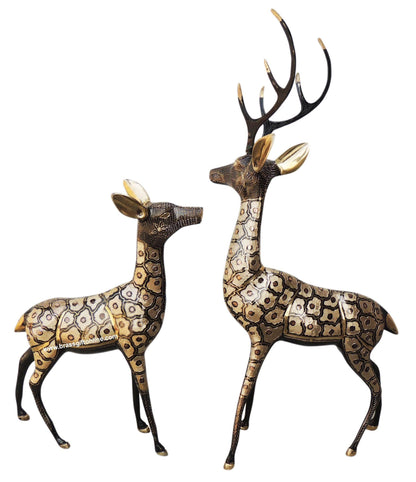 Brass Deer Pair Statue