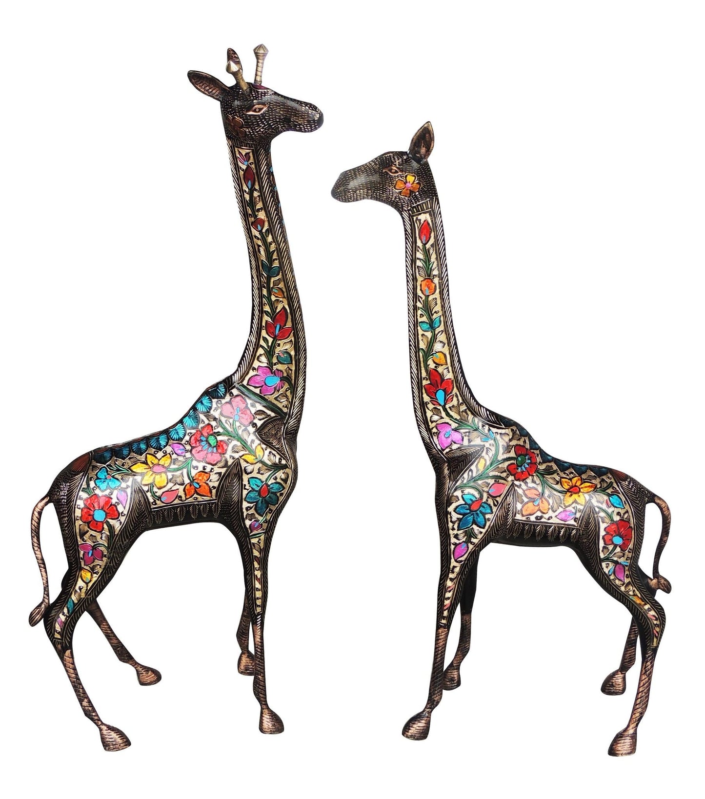 Brass Giraffe Statue Set of 2 Pieces