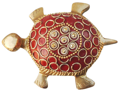 Brass Showpiece Red Tortoise