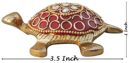 Brass Showpiece Red Tortoise