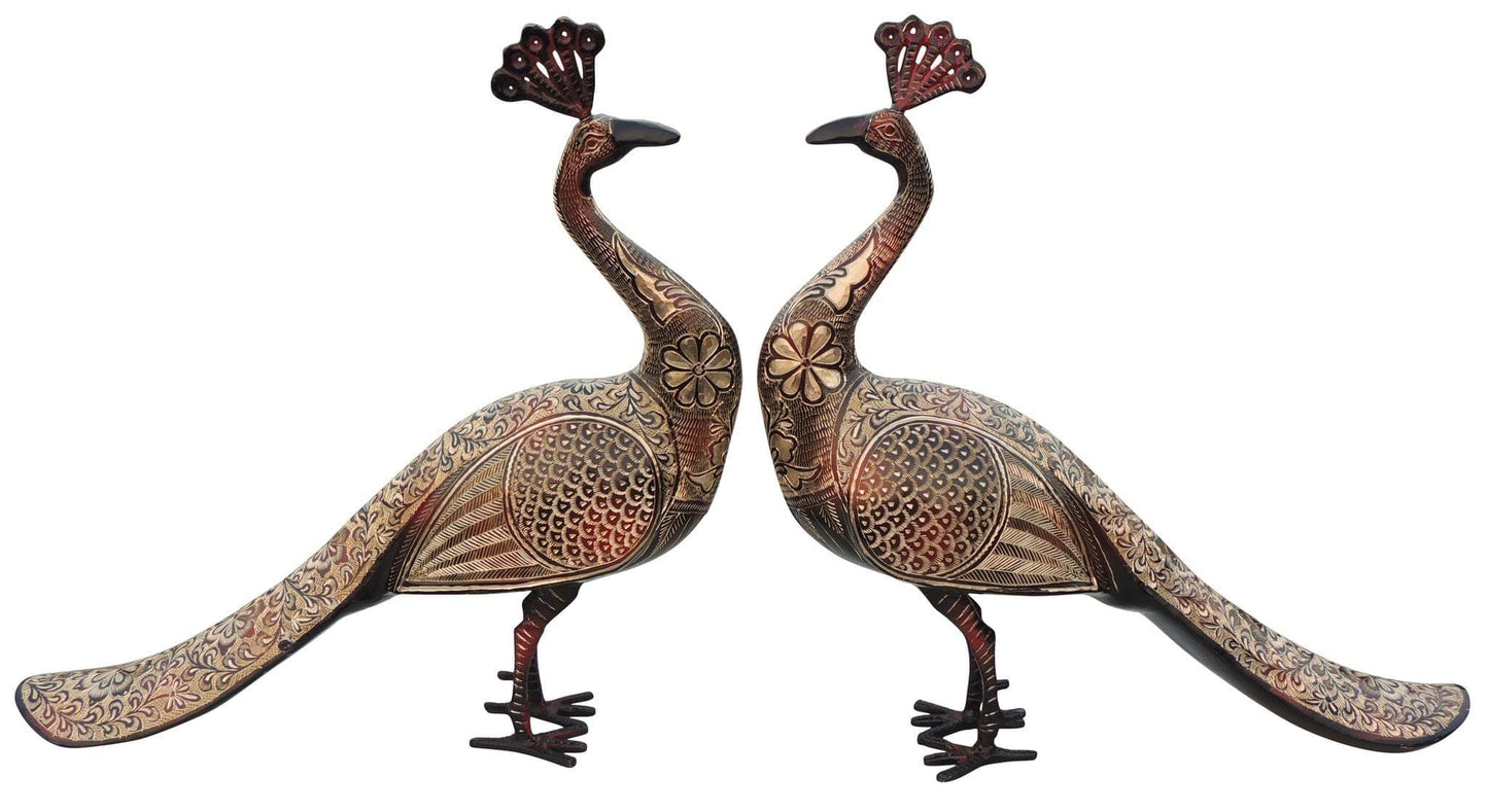 Brass Showpiece Peacock Pair Statue