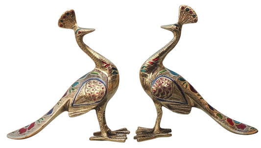 Brass Showpiece Peacock Pair Statue