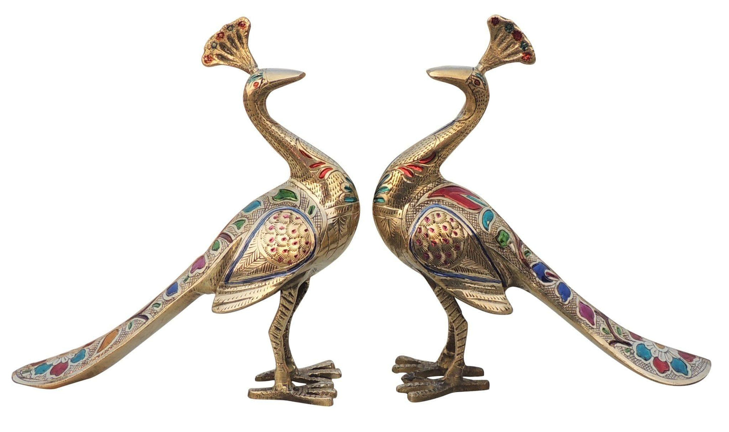 Brass Showpiece Peacock Pair Statue