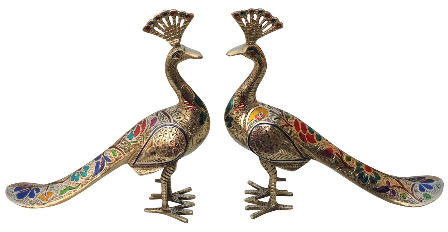 Brass Showpiece Peacock Pair Statue