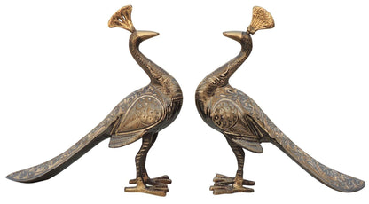 Brass Showpiece Peacock Pair Statue