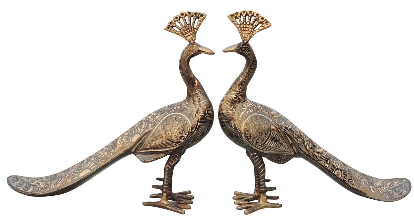 Brass Peacock Pair Statue