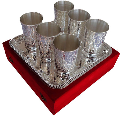 Brass 6 Glass set with tray