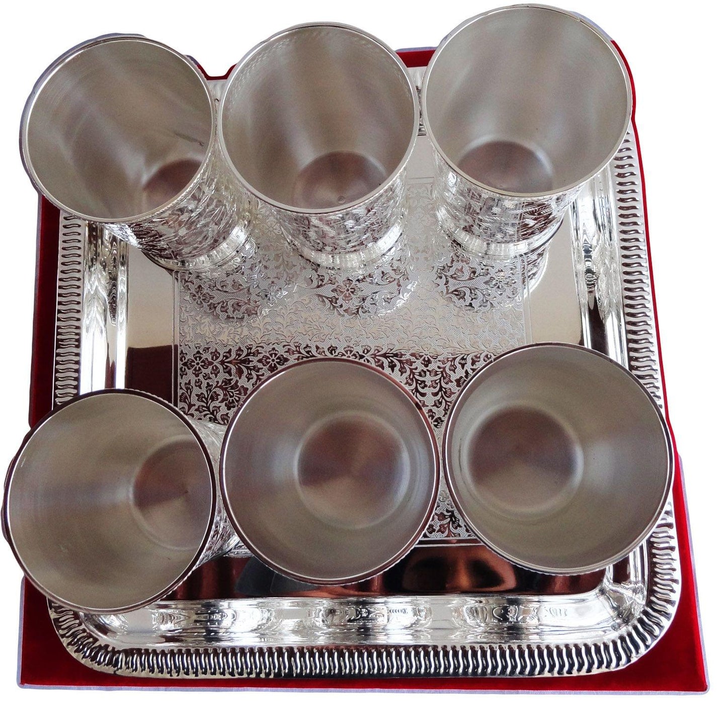 Brass 6 Glass set with tray