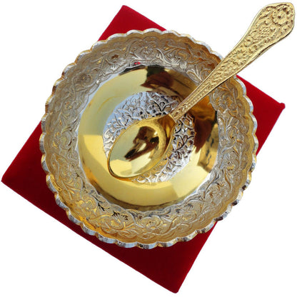 Brass Decorative Bowl Do Patti With Spoon