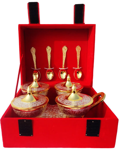 Brass Trolley 4 wali 2 tone with Spoon