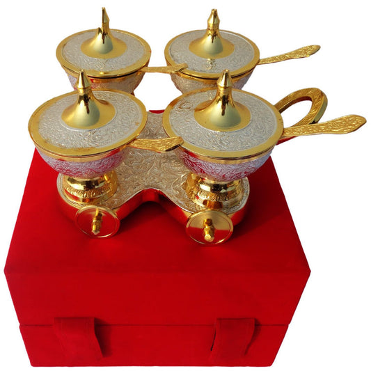 Brass Trolley 4 wali 2 tone with Spoon