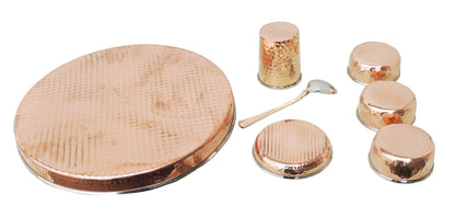 Copper Steel Dinner Thali Set 7 Pcs