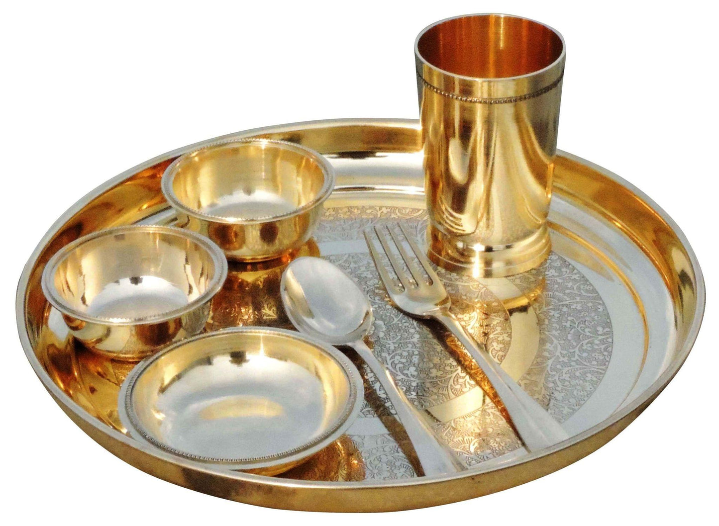 Pure Brass Thali Set 7 Pcs