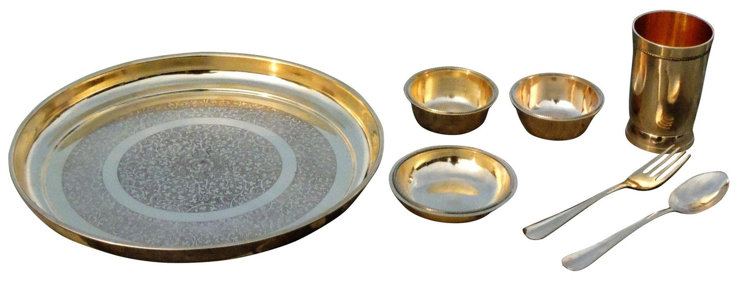 Pure Brass Thali Set 7 Pcs