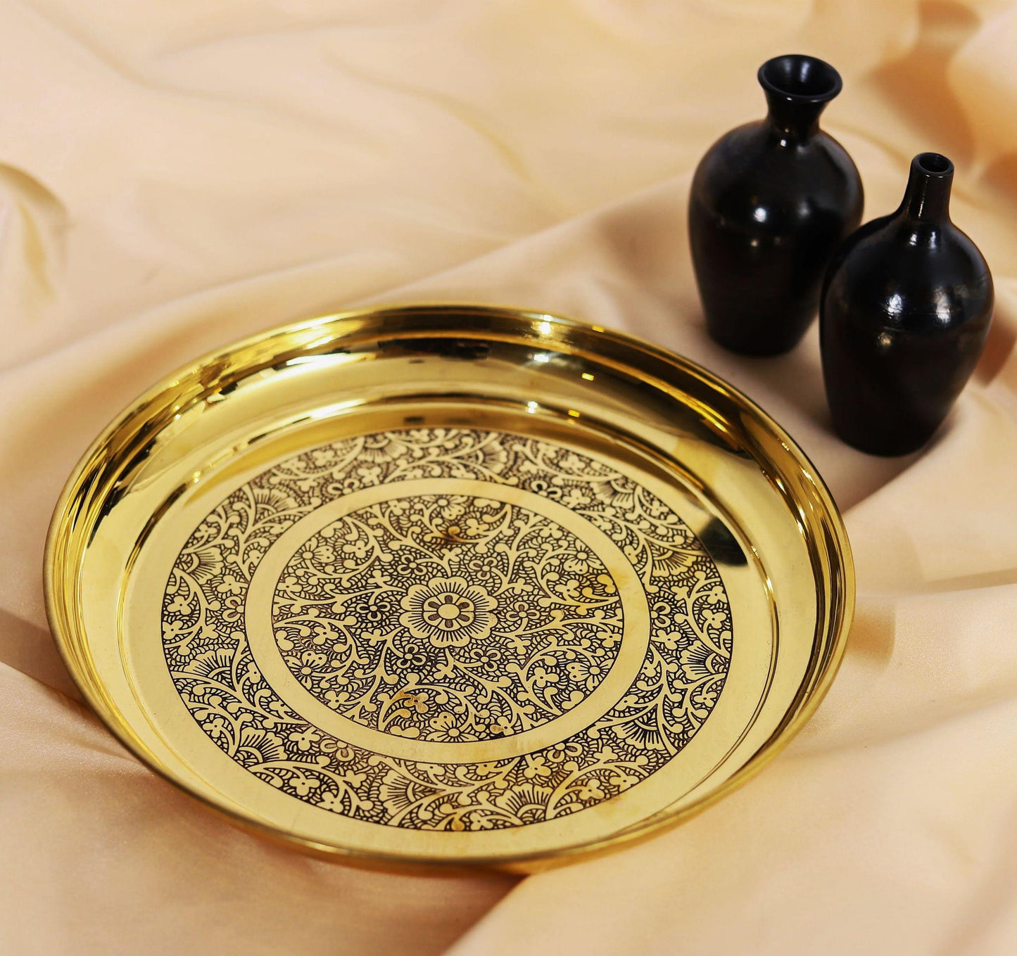 Brass Thali Embossed Design