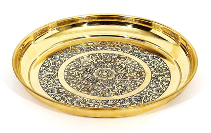 Brass Thali Embossed Design