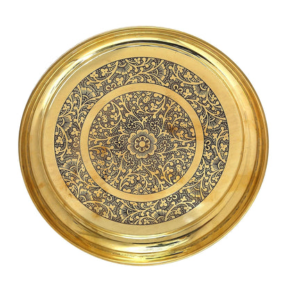 Brass Thali Embossed Design