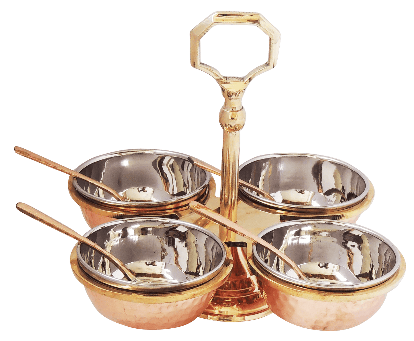 Brass & Steel Pickel Achar holder Bowl with spoon