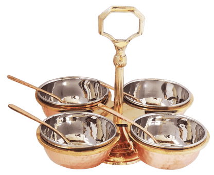 Brass & Steel Pickel Achar holder Bowl with spoon