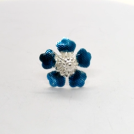 Pure Silver Blue Color Flowers Pack of 5 Pcs Total