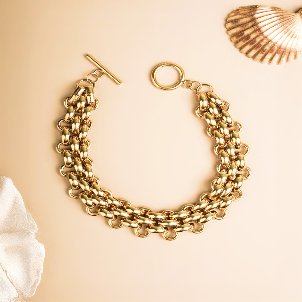 Palmonas Thick Interlocking Link Bracelet (Golden)