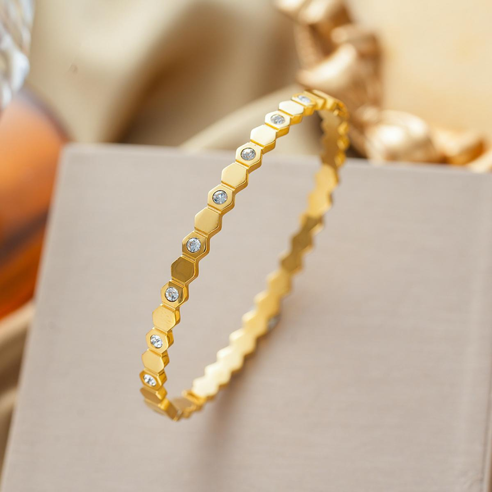 Designs & You Hexagonal Bangle Style Bracelet (Golden)
