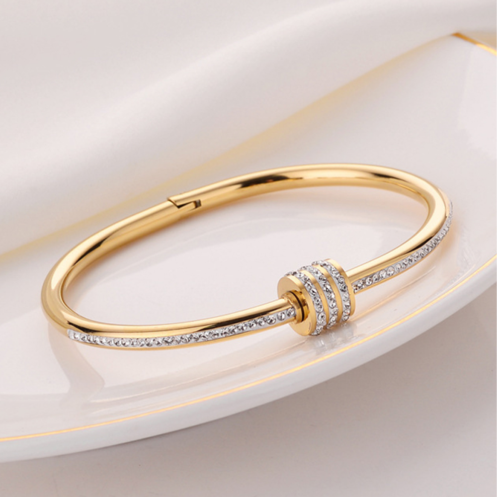 Designs & You Studded Two Tone Bangle Style Bracelet (Golden)