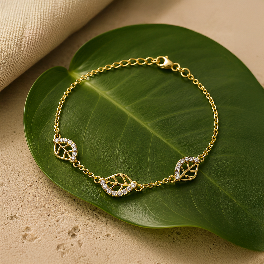 Voylla Leafy Affair Link Bracelet (Golden)