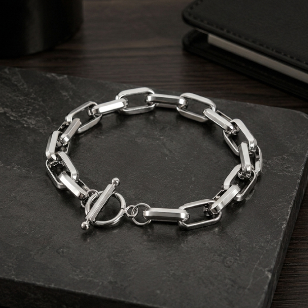 Salty Alpha Street Style Spindly Men's Bracelet (Silver)