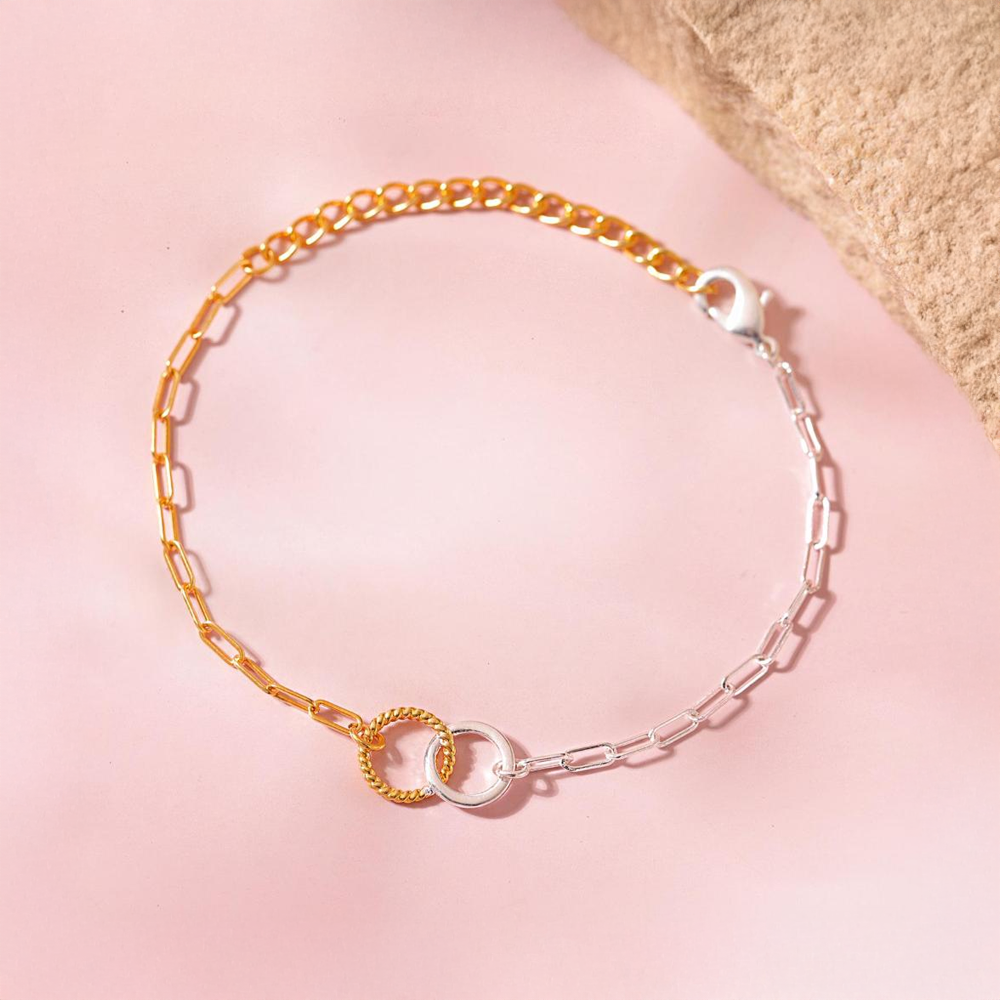 Voylla Valentine’s Circle Link Bracelet (Golden, Silver)