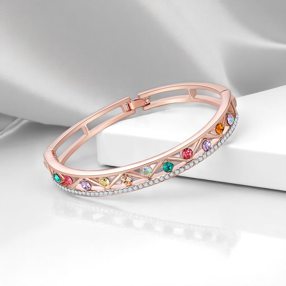 Jewels Galaxy Stone Studded Bangle Style Bracelet (Multicolour)