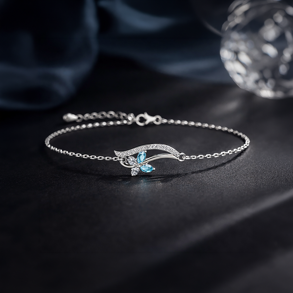 CLARA Butterfly Design Link Bracelet (Silver)