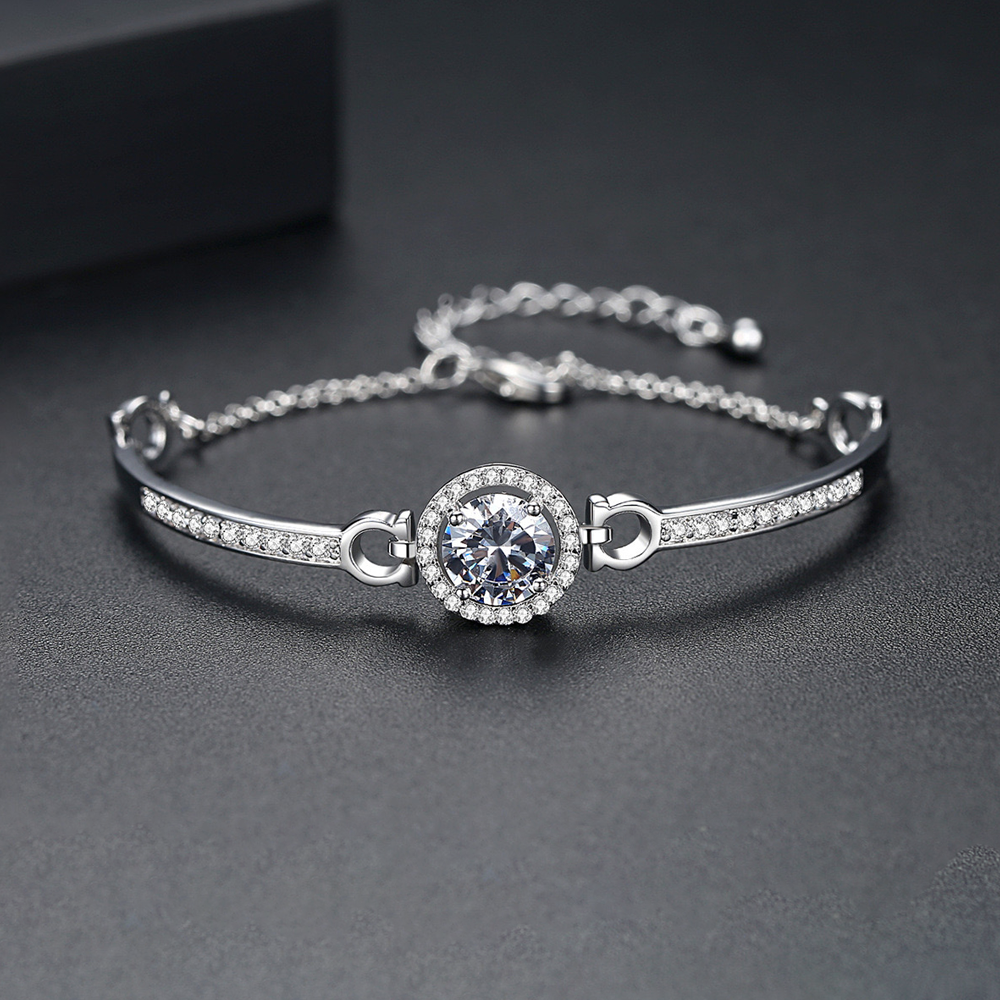 Vembley CZ Studded Kada Bracelet (Silver)