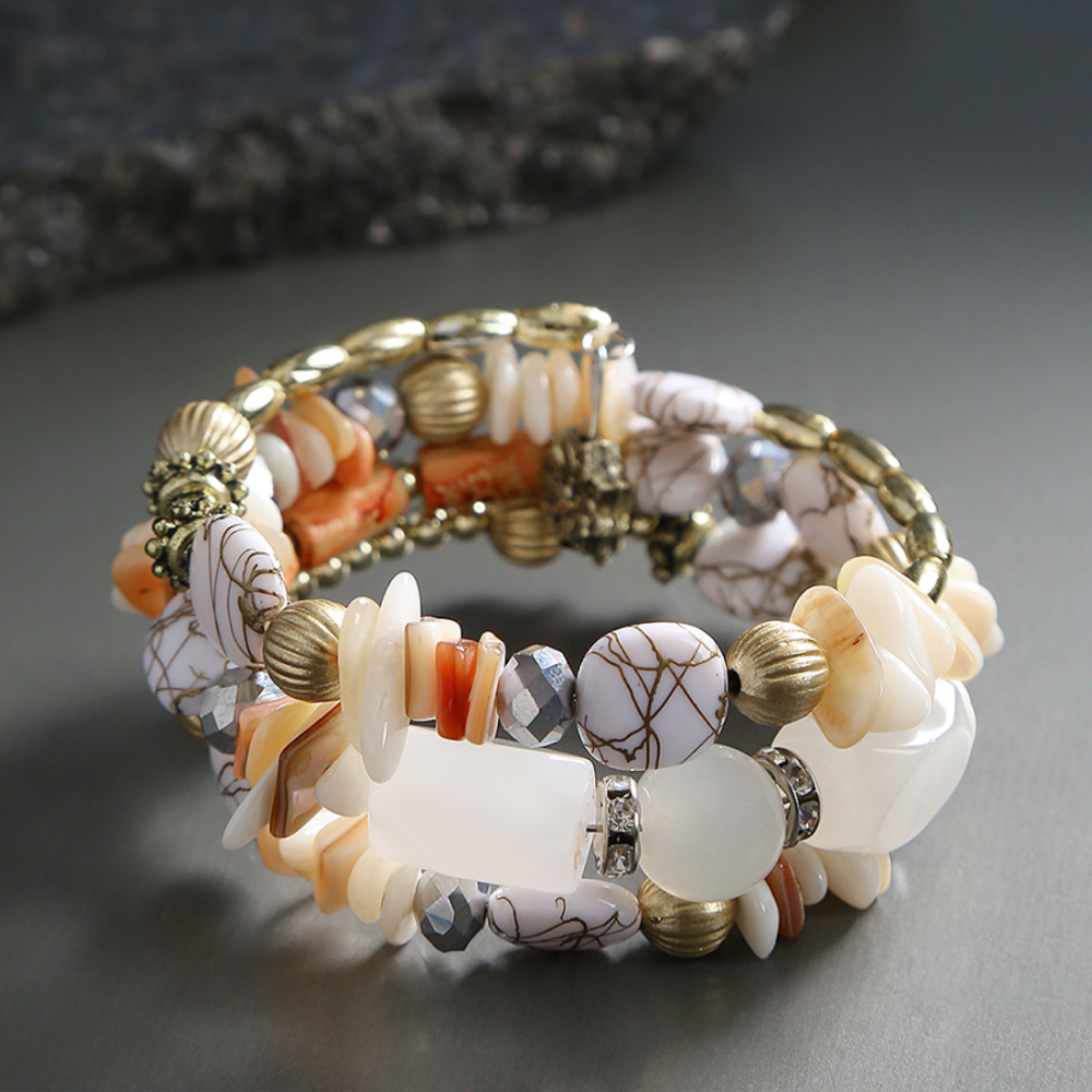 Jewels Galaxy White Artificial Stone Multistrand Wraparound Bracelet (Multicolour)