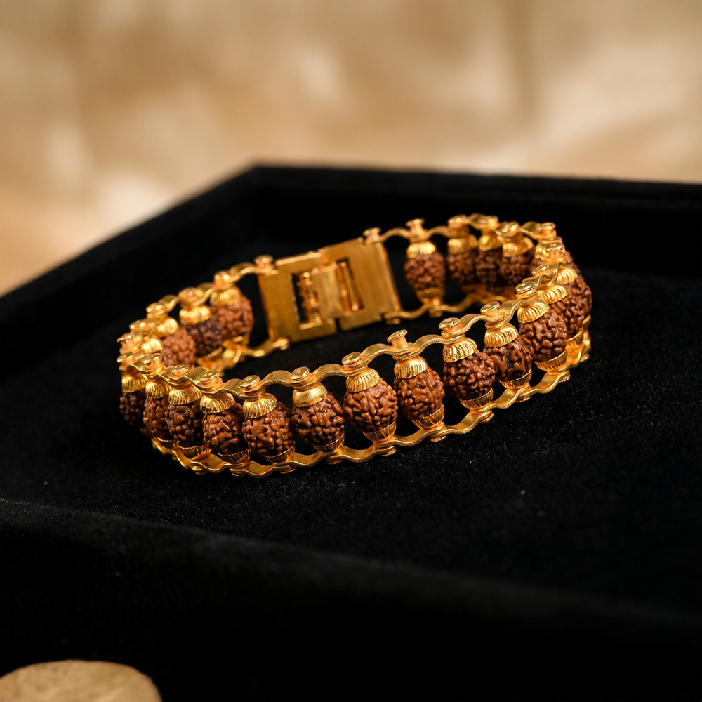 Hindcraft Rudraksha Link Bracelet (Golden)