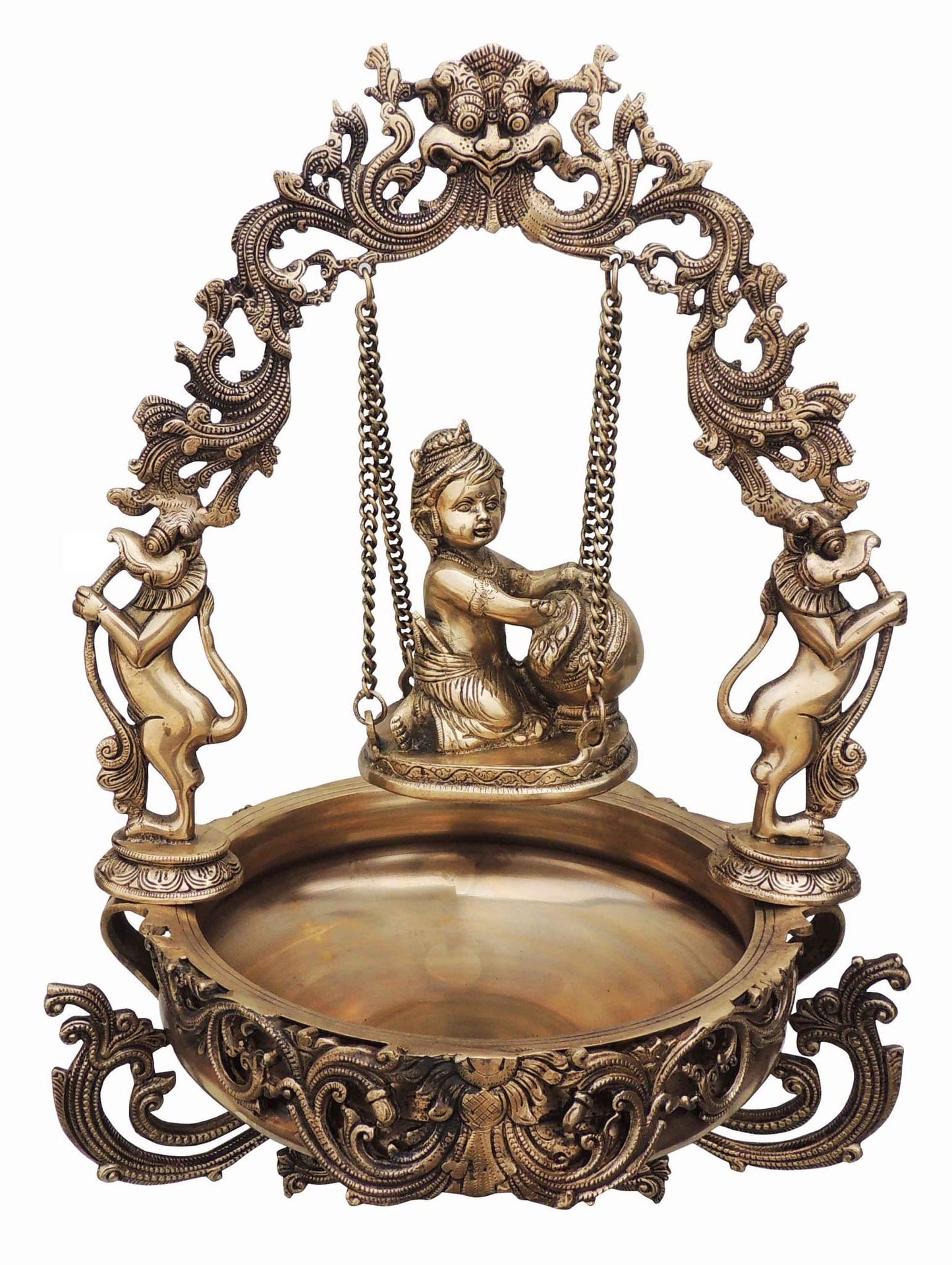 Urli With Decoration Brass Krishna