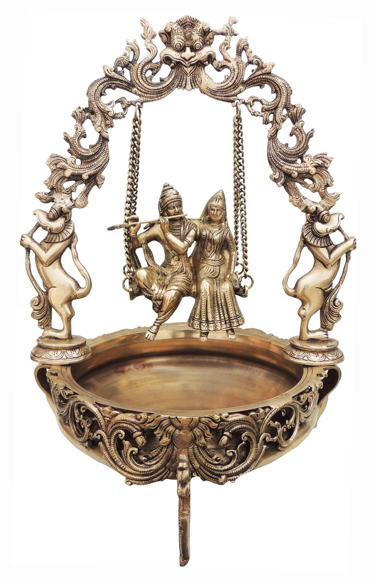 Brass Metal Radha Krishna Urli