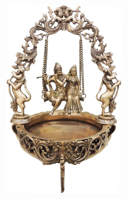 Brass Metal Radha Krishna Urli