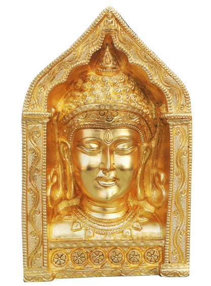 Brass Buddha Face with Frame Statue