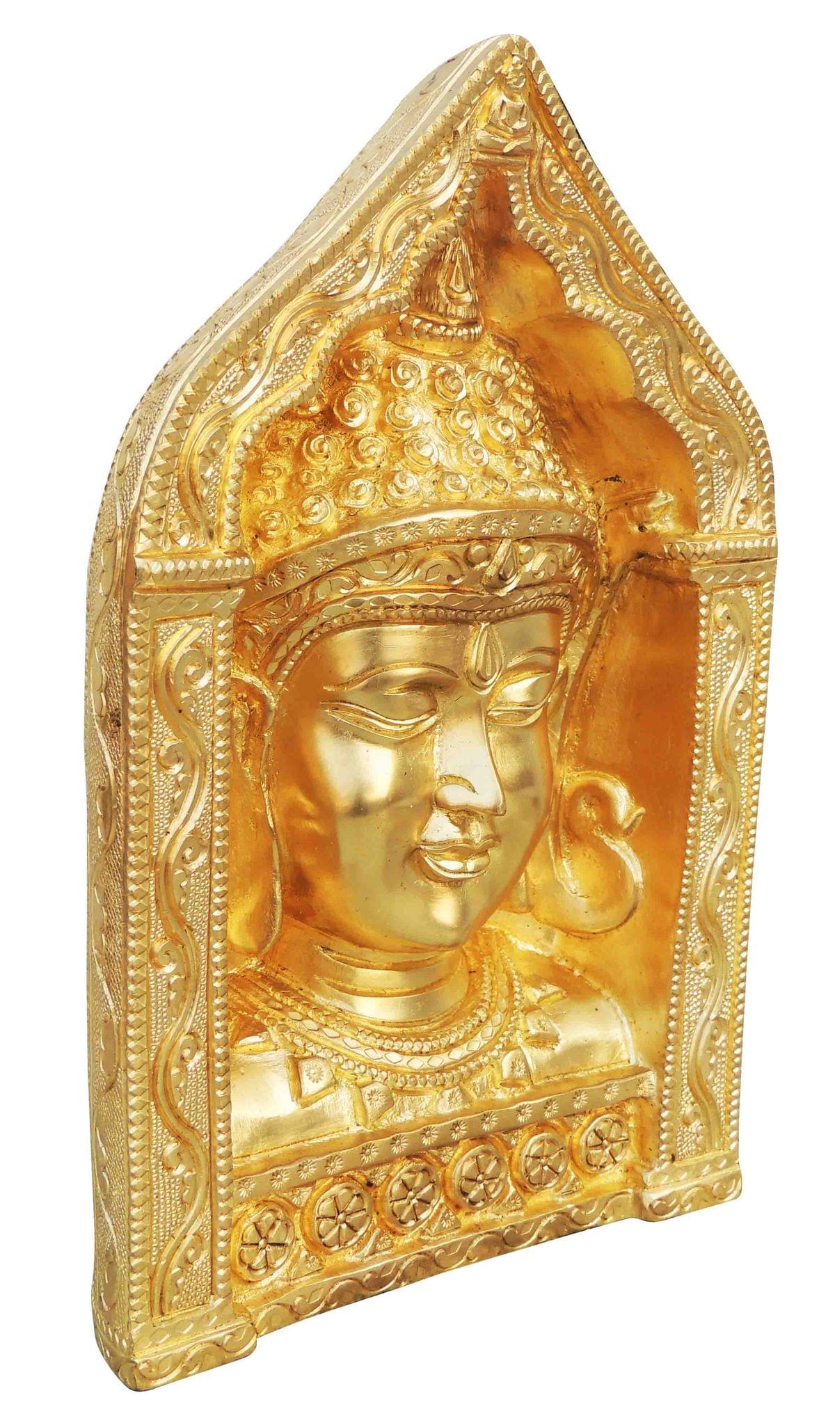 Brass Buddha Face with Frame Statue