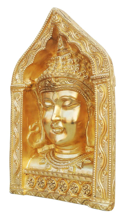 Brass Buddha Face with Frame Statue