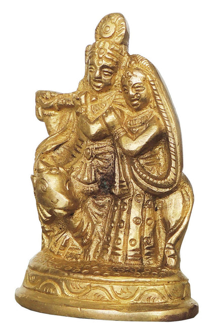 Brass Radha Krishna Cow