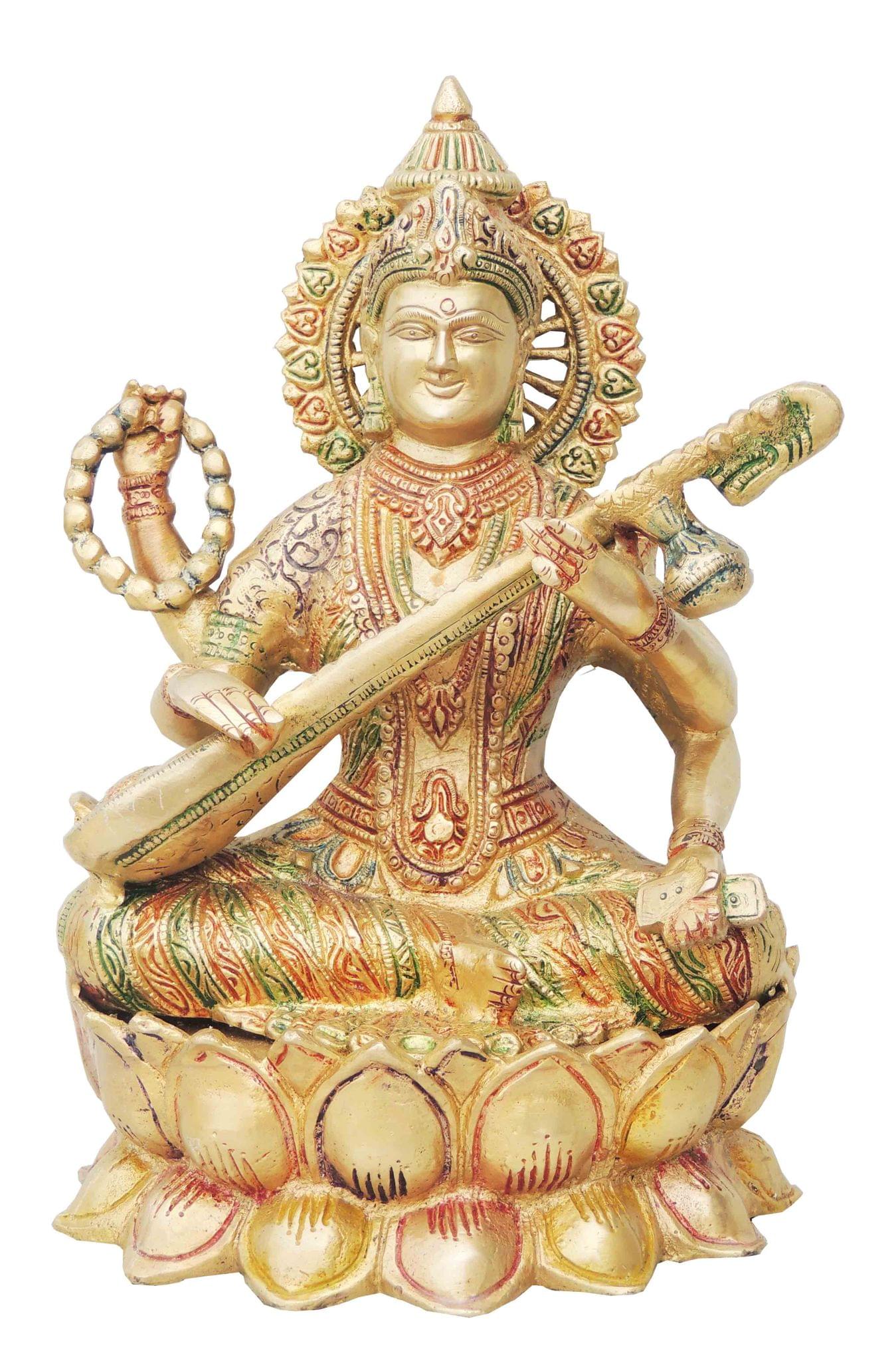 Brass Saraswati Ji Goddess Idol Statue