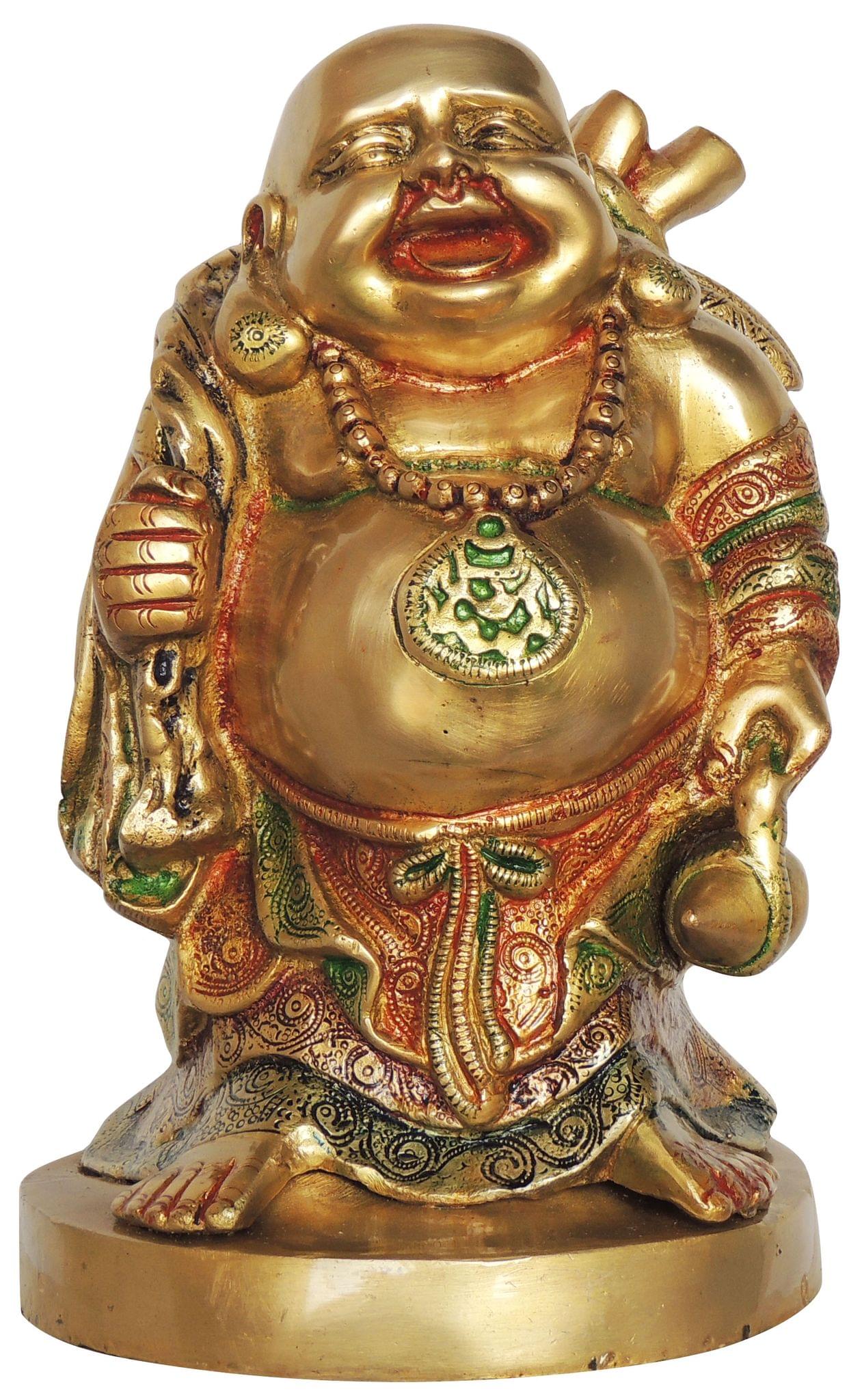 Brass Laughing Buddha God Idol Statue