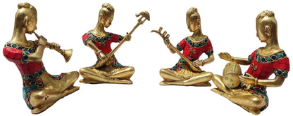 Brass Rajasthani Musical Set Of 4 Pc Statue