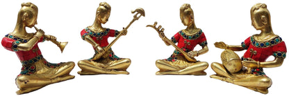 Brass Rajasthani Musical Set Of 4 Pc Statue