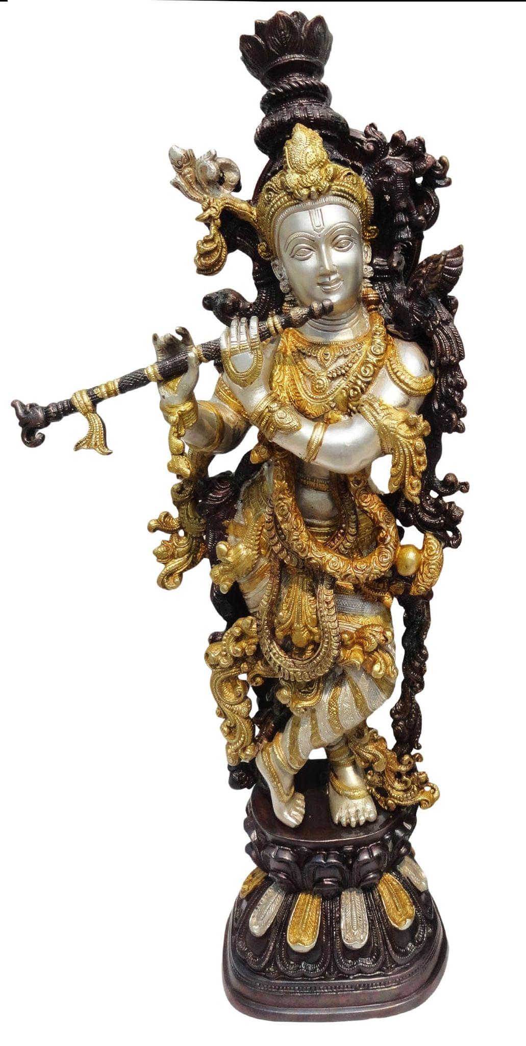 Brass Krishna God Idol Statue